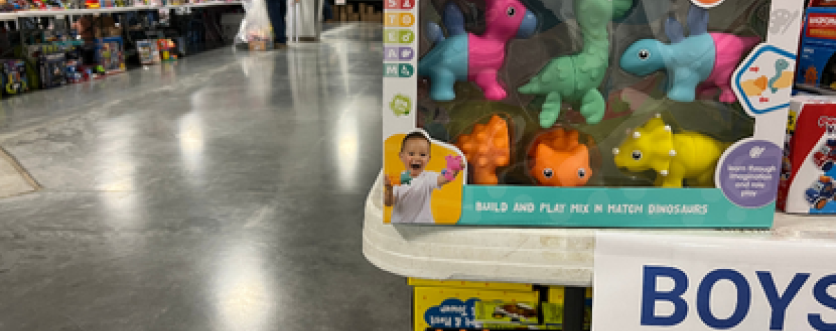 Toys wait on tables for shoppers during the 2024 Heartland United Way Toy Drive and Toys for Tots Distribution