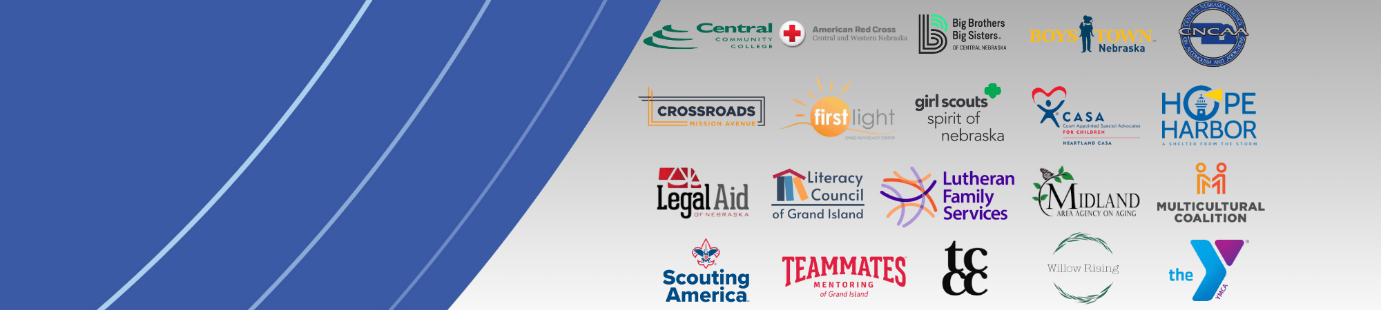The logos of the Heartland United Way's 20 community partner agencies.