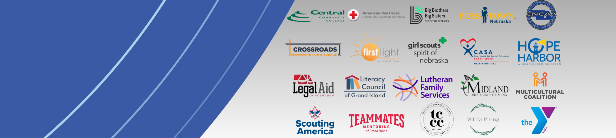 The logos of the Heartland United Way's 20 community partner agencies.