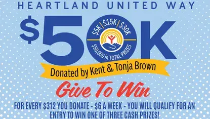 Heartland United Way $50K Giveaway donated by Kent and Tonja Brown
